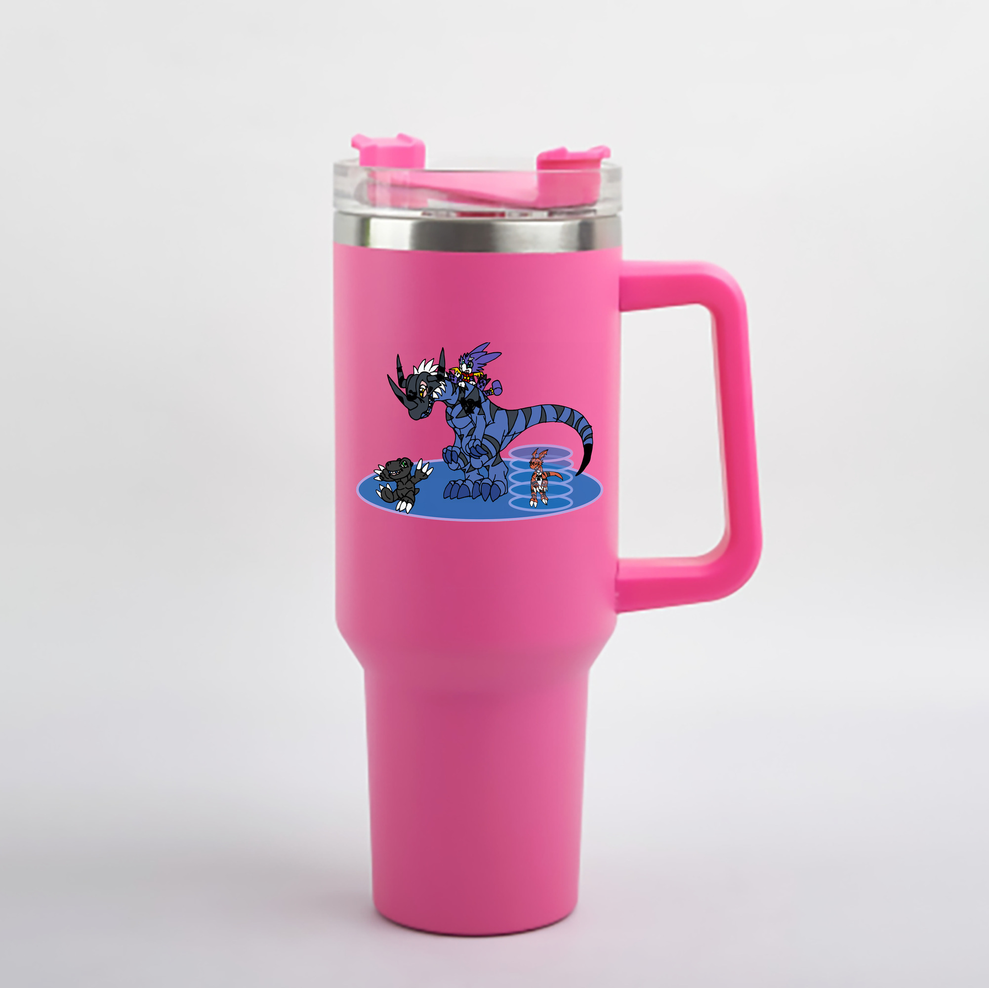 （画像用） Digimon デジタルモンスター/デジモン 1200mL車用タンブラー - クリスタルステッカー（プラスチックストロー付き）